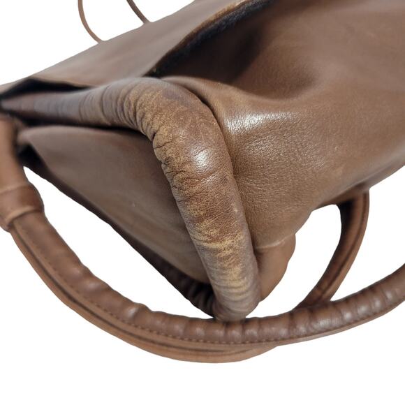 Leather Messenger Bag Vintage Brown Patchwork Pieced Shoulder Crossbody Slouchy - Picture 11 of 16